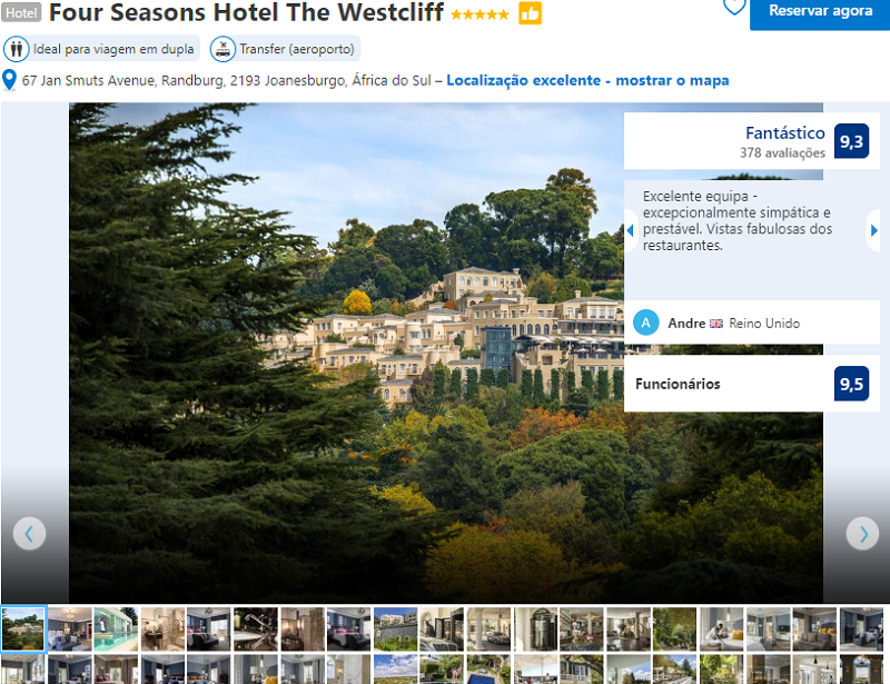 Fachada do Four Seasons Hotel The Westcliff em Joanesburgo