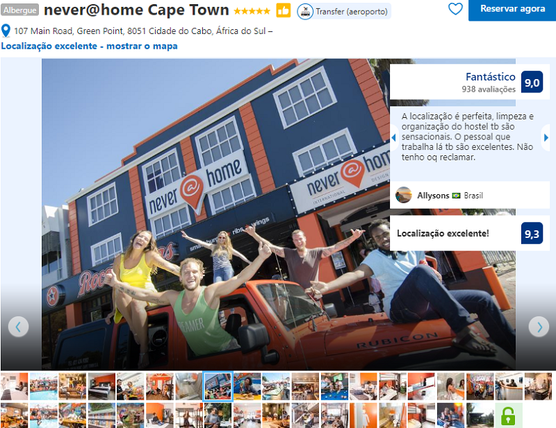 Fachada do hostel never@home Cape Town na Cidade do Cabo 