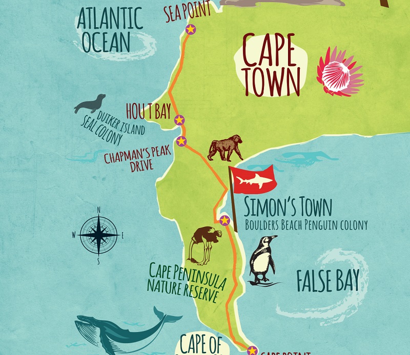 Cape Point na Cidade do Cabo - Mapa