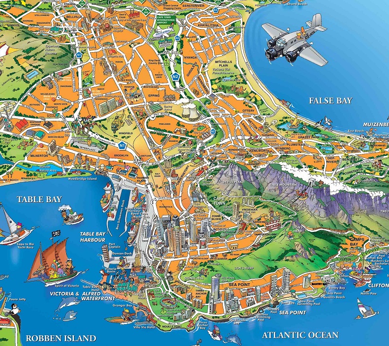Mapa turístico da Cidade do Cabo