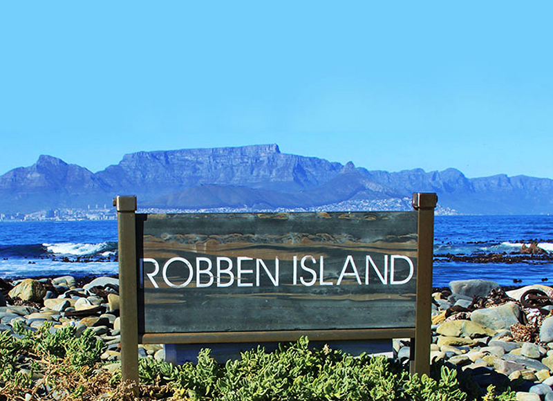 Placa da Ilha Robben na Cidade do Cabo