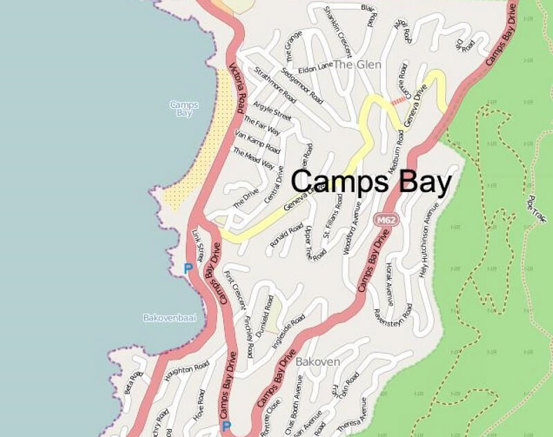Camps Bay na Cidade do Cabo: Mapa