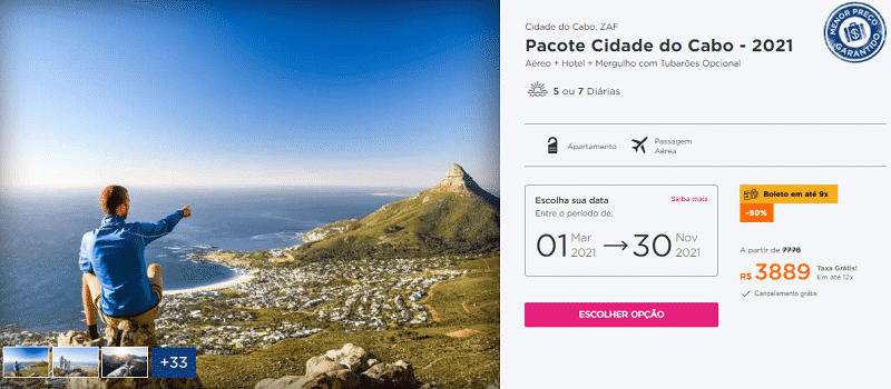 Pacote Hurb para a Cidade do Cabo