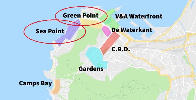 Mapa: Sea Point e Green Point